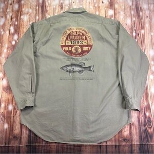Vintage POLO RALPH LAUREN 1992 Sportsman License Fishing Bass Shirt Size Size XL
